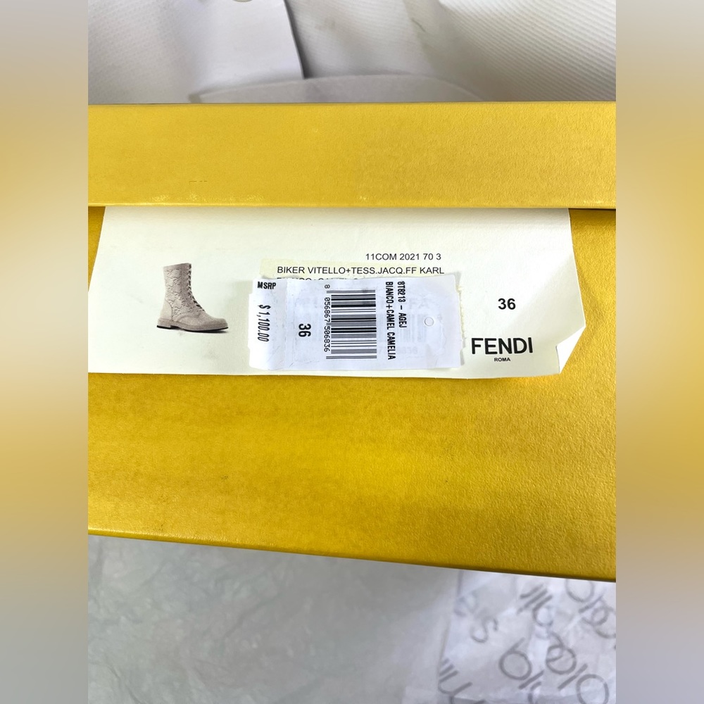 Fendi Karligraphy Cream Combat Boots. NWB.Minor Flaws. - Picture 14 of 17